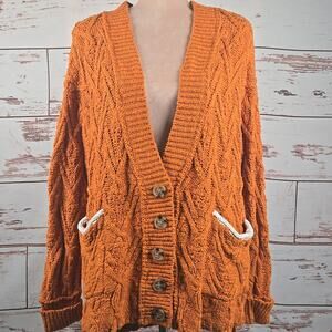 Free People Montana Cable Cardigan Pumpkin Orange Size XS